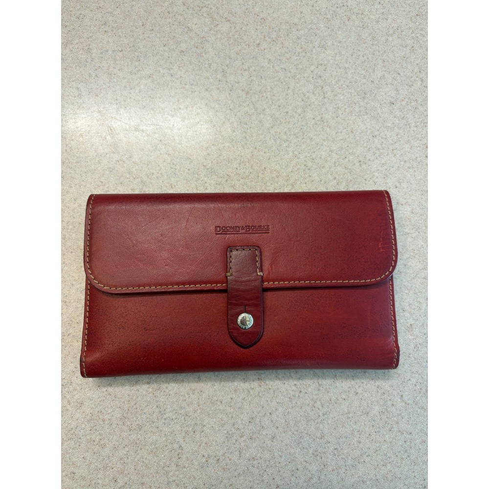 Vintage‎ Dooney & Bourke Florentine Red Leather Checkbook Wallet Organizer